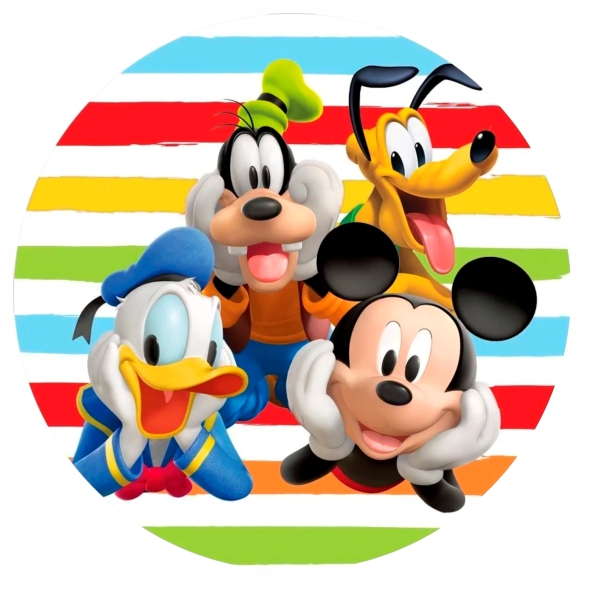 Painel Tecido Redondo Turma do Mickey